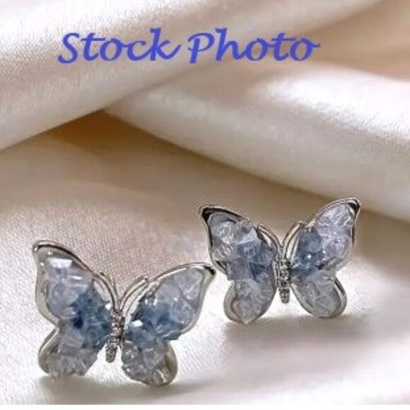 🦋SZF Blue Fashion Jewelry Butterfly Studs - Picture 5 of 5